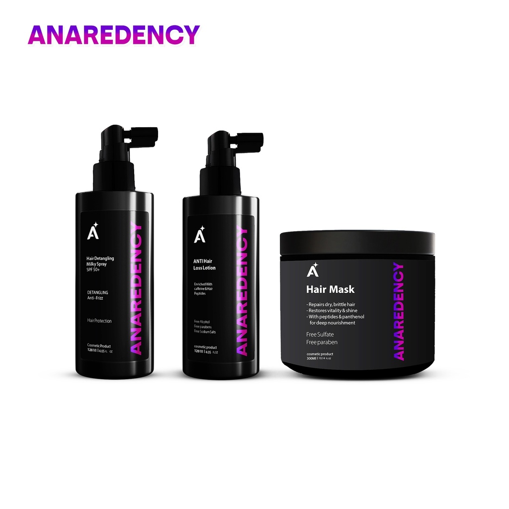 ANAREDENCY Hair Mask 300ml + Hair Spf 120ml +  Hair Lotion 120ml